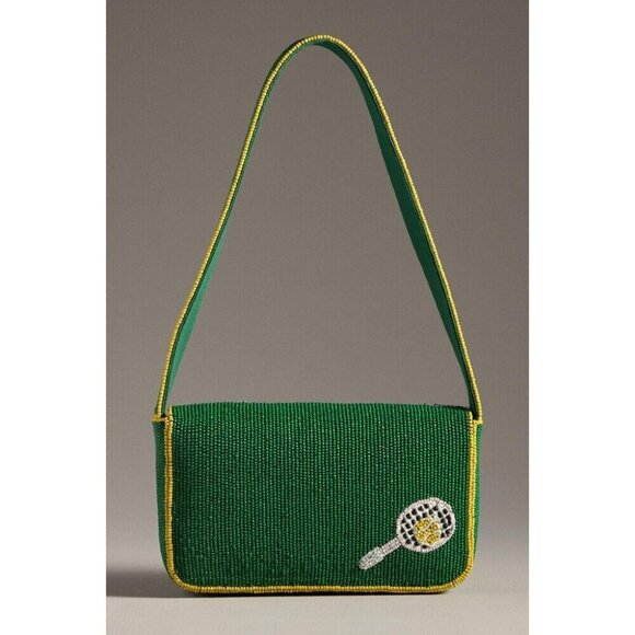 The Fiona Beaded Shoulder Bag: Tennis Edition Green - Picture 3 of 3